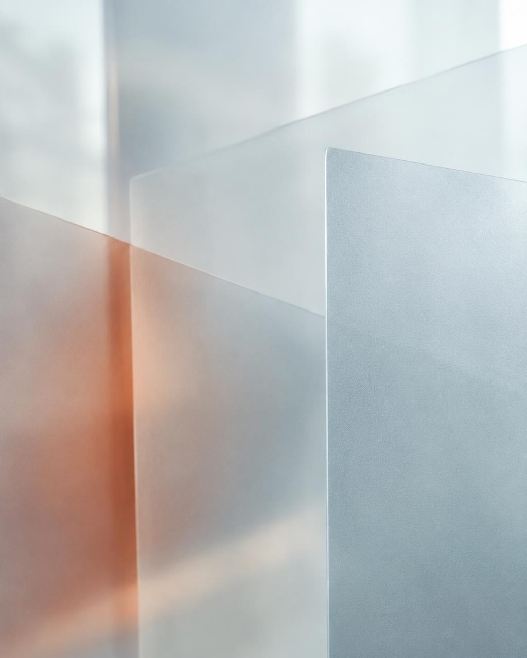 Daylight diffused through layered frosted glass panels